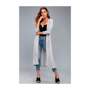 GRACEFUL WAYS HEATHER GREY LONG CARDIGAN SWEATER